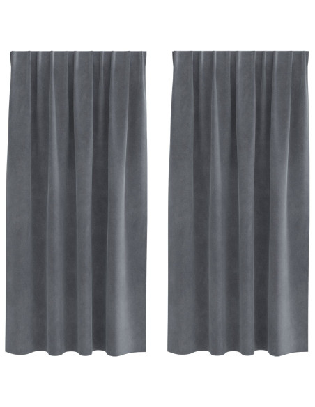 Tende Blackout  con nastro superiore 2 pezzi in velluto grigio chiaro