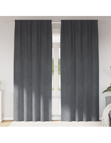 Tende oscuranti 2 pcs Grigio chiaro 140 x 225 cm Velluto