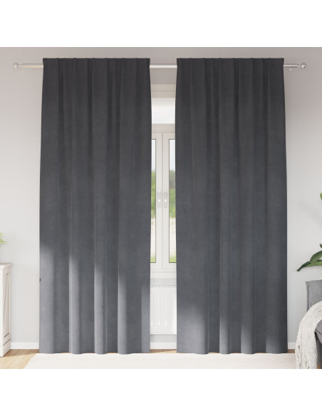 Tende oscuranti  con nastro superiore 2 pezzi Grigio chiaro velluto
