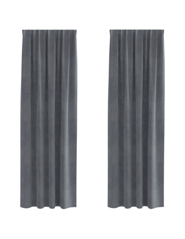 Tende oscuranti 2 pcs Grigio chiaro 140 x 245 cm Velluto