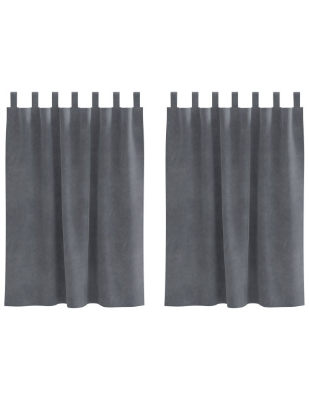Tende oscuranti  con anelli per appenderle 2 pezzi in velluto grigio chiaro super