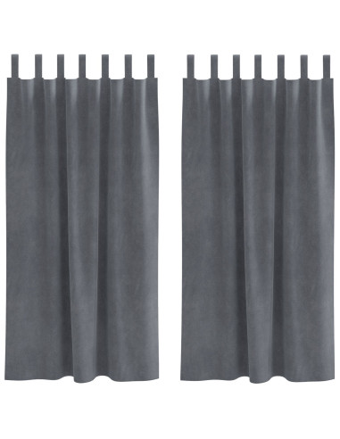 Tende oscuranti 2 pcs Grigio chiaro 140 x 175 cm Velluto