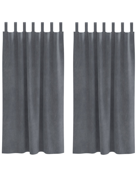 Tende oscuranti  con anelli 2 pezzi in velluto grigio chiaro super leggeri