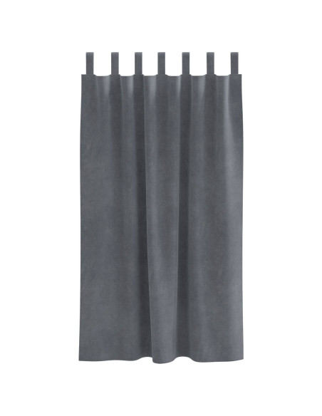Tende oscuranti  con anelli 2 pezzi in velluto grigio chiaro super leggeri