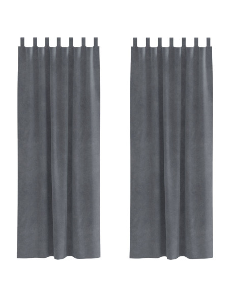 Tende oscuranti  con anelli per appenderle 2 pz Grigio chiaro velluto