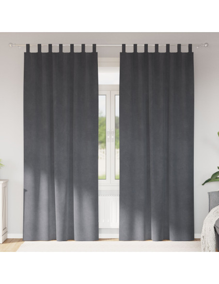 Tende oscuranti  con anelli da appendere 2 pz in velluto grigio super chiaro