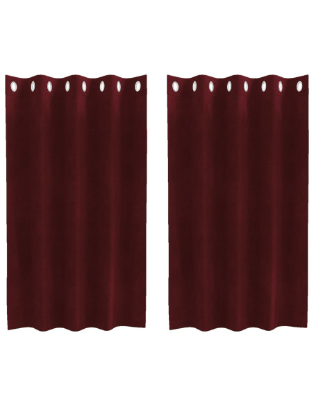Tende Oscuranti  con Occhielli 2 pezzi Rosso Vino Velluto