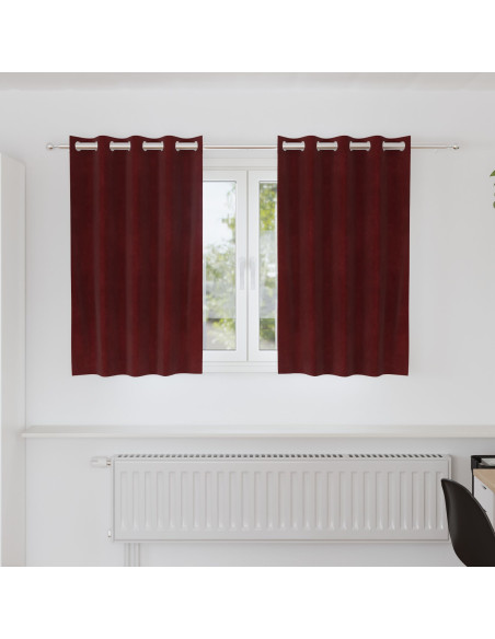 Tende Oscuranti  con Occhielli 2 pezzi Rosso Vino Velluto