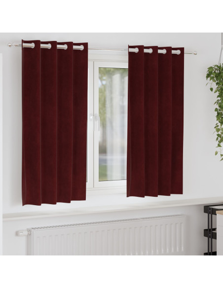 Tende oscuranti  con occhielli 2 pezzi Rosso vino in velluto