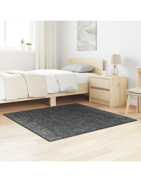 Tappeto Shaggy con Schienale in Lattice Grigio Scuro 120x120 cm