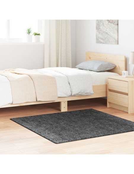 Tappeto Shaggy con Schienale in Lattice Grigio Scuro 120x120 cm