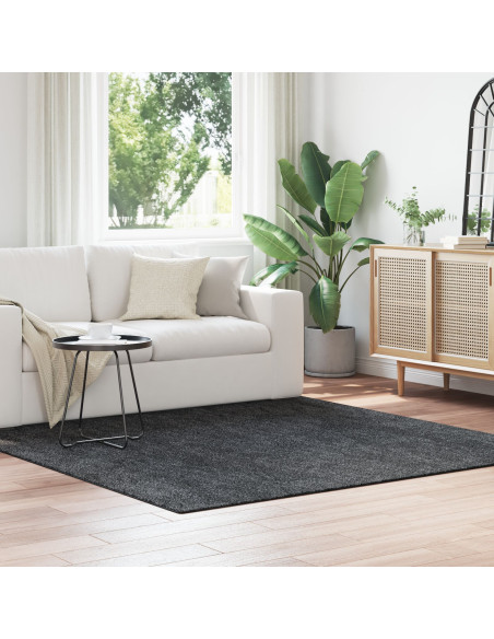 Tappeto shaggy  con retro in lattice grigio scuro 200x200 cm