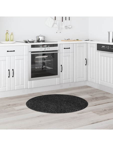 Tappeto Shaggy con supporto in lattice Grigio Scuro ø90 cm