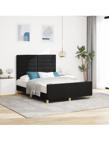 Struttura del letto con testiera Nero 160 x 200 cm Tessuto