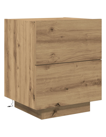 Comodini con Luci LED 2 pezzi Rovere Artigianale 45x40x55 cm