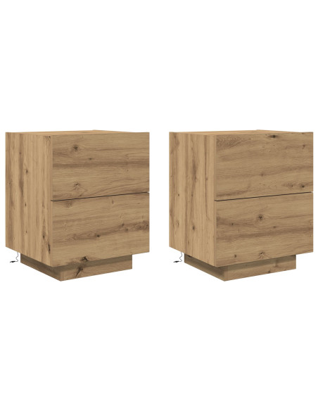 Comodini con Luci LED 2 pezzi Rovere Artigianale 45x40x55 cm