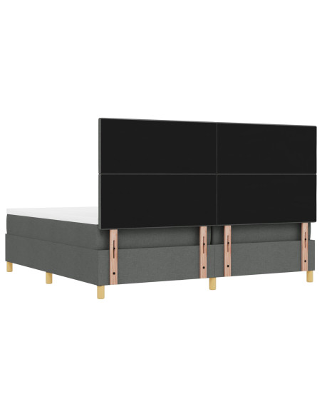 Letto Box Spring con Materasso e Panchina Grigio Scuro 200x200 cm Tessuto
