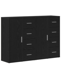 Credenza 2 pcs Rovere Nero 60 x 31 x 84 cm Legno multistrato
