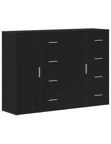 Credenza 2 pcs Rovere Nero 60 x 31 x 84 cm Legno multistrato