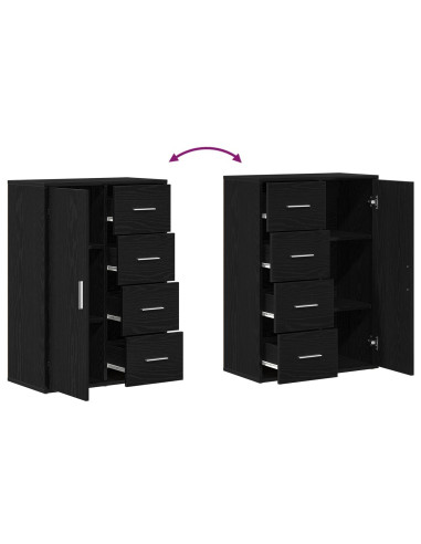 Credenza 2 pcs Rovere Nero 60 x 31 x 84 cm Legno multistrato