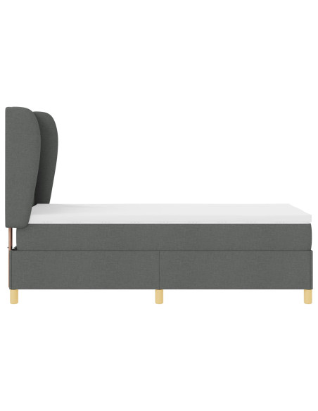 Box Spring letto con materasso grigio scuro 100x200 cm Tessuto