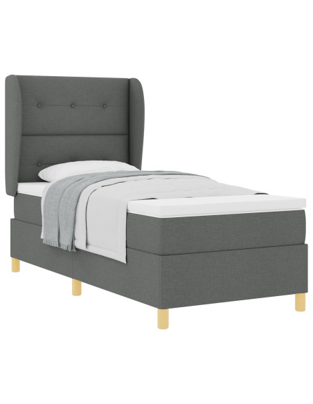 Box Spring letto con materasso grigio scuro 100x200 cm Tessuto