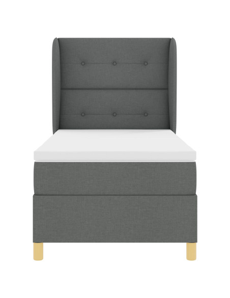 Box Spring letto con materasso grigio scuro 100x200 cm Tessuto