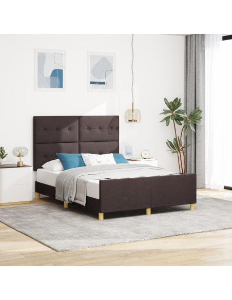 Struttura del letto Marrone scuro 160 x 200 cm Tessuto