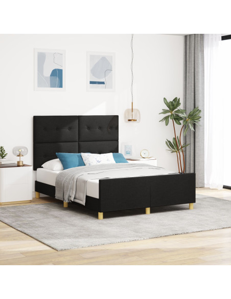 Struttura del letto con testiera Nero 160 x 200 cm Tessuto