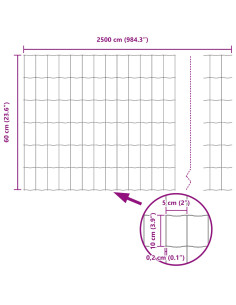 Recinzione con Posto Verde 0,6 x 25 m Acciaio e PVC 2