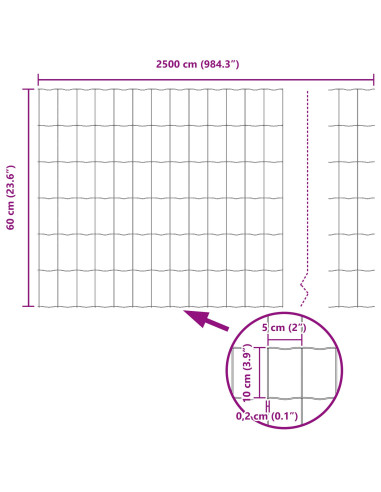 Recinzione con Posto Verde 0,6 x 25 m Acciaio e PVC