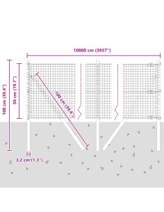 Palo della recinzione Verde 100 x 0,5 m (rete 25 x 25 mm)