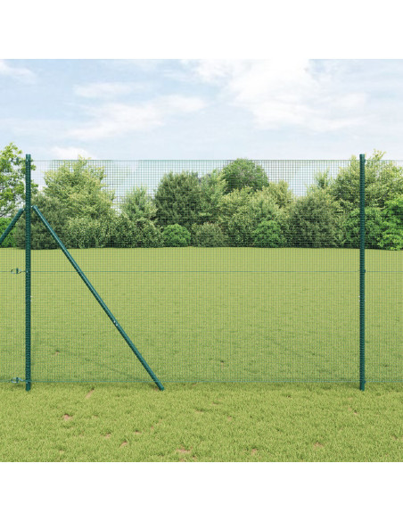 Recinzione in Filo Saldato  con 13 Pali Verde 1.6x25 m Acciaio