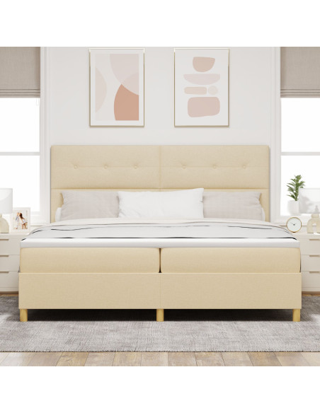 Letto a molle con Materasso Crema 200x200 cm Tessuto