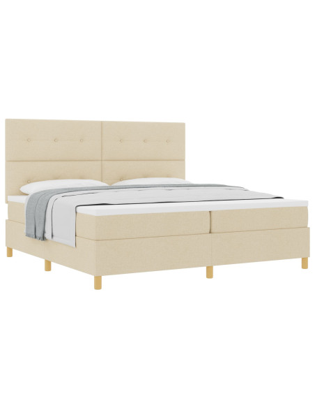 Letto a molle con materasso Crema 200 x 200 cm Tessuto