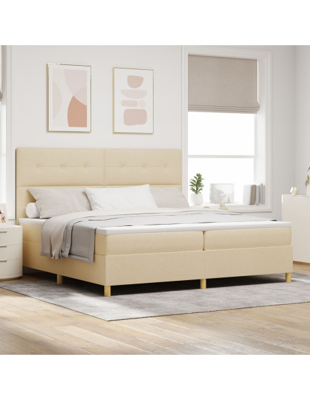 Letto a molle con Materasso Crema 200x200 cm Tessuto