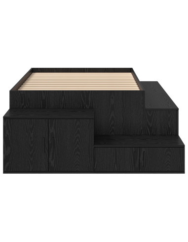 Struttura letto con contenitore Rovere Nero 80 cm