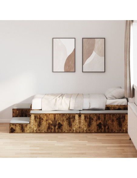 Struttura letto contenitore  Rovere affumicato Legno ingegnerizzato