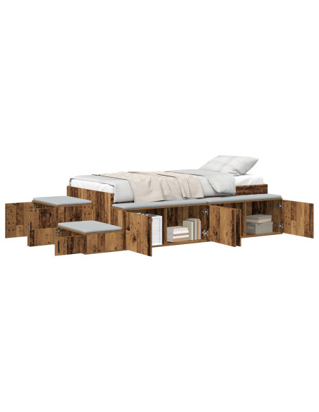 Letto con Contenitore Legno Vecchio Legno 100 x 200 cm
