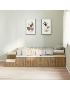 Struttura letto con contenitore Rovere artigianale 80 cm