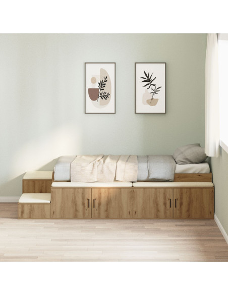 Struttura letto con contenitore Rovere artigianale 80 cm