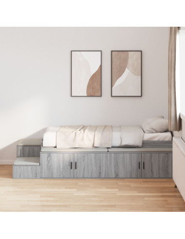 Struttura letto con contenitore Grigio Sonoma 90 cm