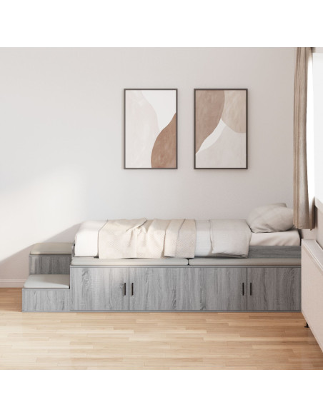 Struttura letto con contenitore Grigio Sonoma 90 cm