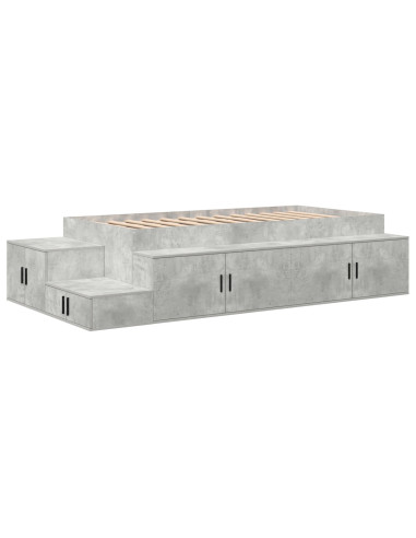 Struttura letto con contenitore Grigio cemento 75 cm