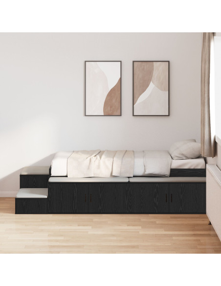 Struttura letto con contenitore Rovere Nero 80 cm