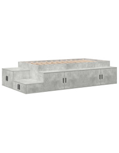 Struttura letto con contenitore Grigio cemento 80 cm 2