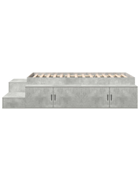 Letto con contenitore  Grigio cemento Legno ingegnerizzato
