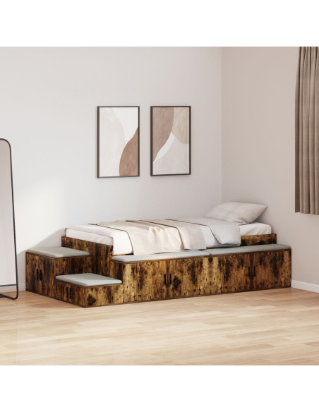 Struttura letto contenitore  Rovere affumicato Legno ingegnerizzato