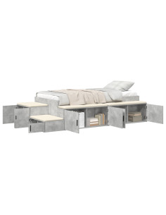Struttura letto con contenitore Grigio cemento 75 cm 2