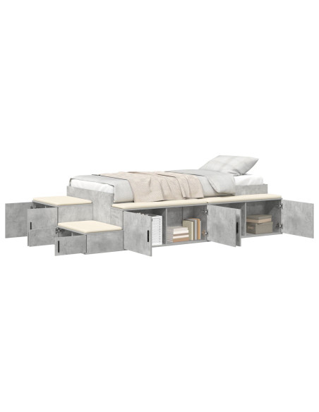 Struttura Letto  Grigio Cemento Legno Ingegnerizzato 75 x 190 cm